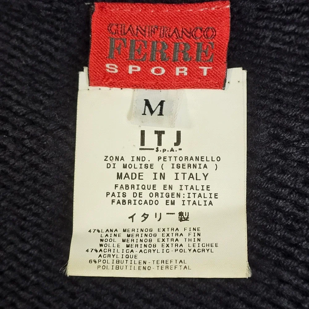 Vintage Gianfranco Ferré‎ Sport Merino Wool Full Zip Sweater Italy M